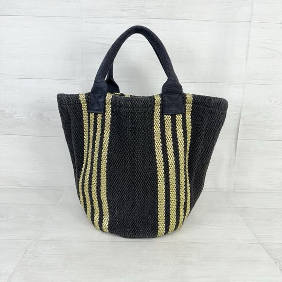 Urban Outfitters Yarn Woven Canvas Tote Bag Black Beach Vacation Resort Boho - Picture 4 of 15